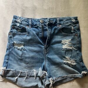 American Eagle Outfitters Blue Distressed Jean Shorts